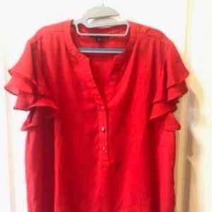 Zac & Rachel XL flutter sleeve v-neck red top